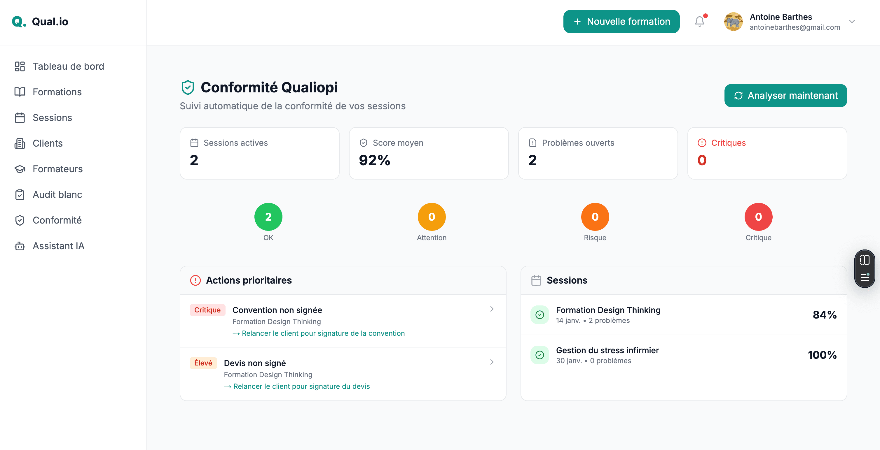 Qual.io - Plateforme SaaS d'automatisation de la conformité Qualiopi